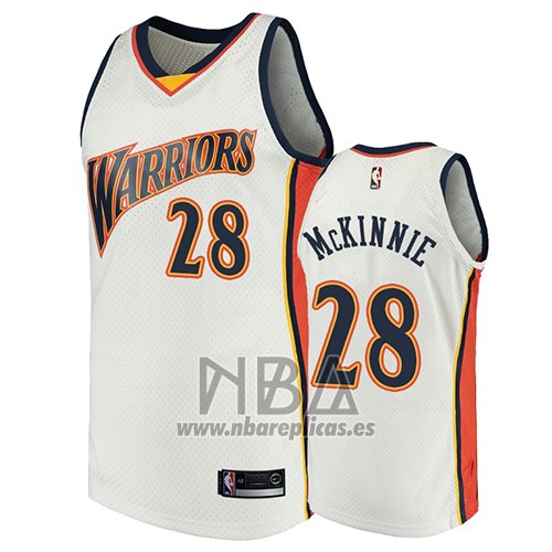 Camiseta Golden State Warriors Alfonzo Mckinnie NO 28 2009-10 Hardwood Classics Blanco